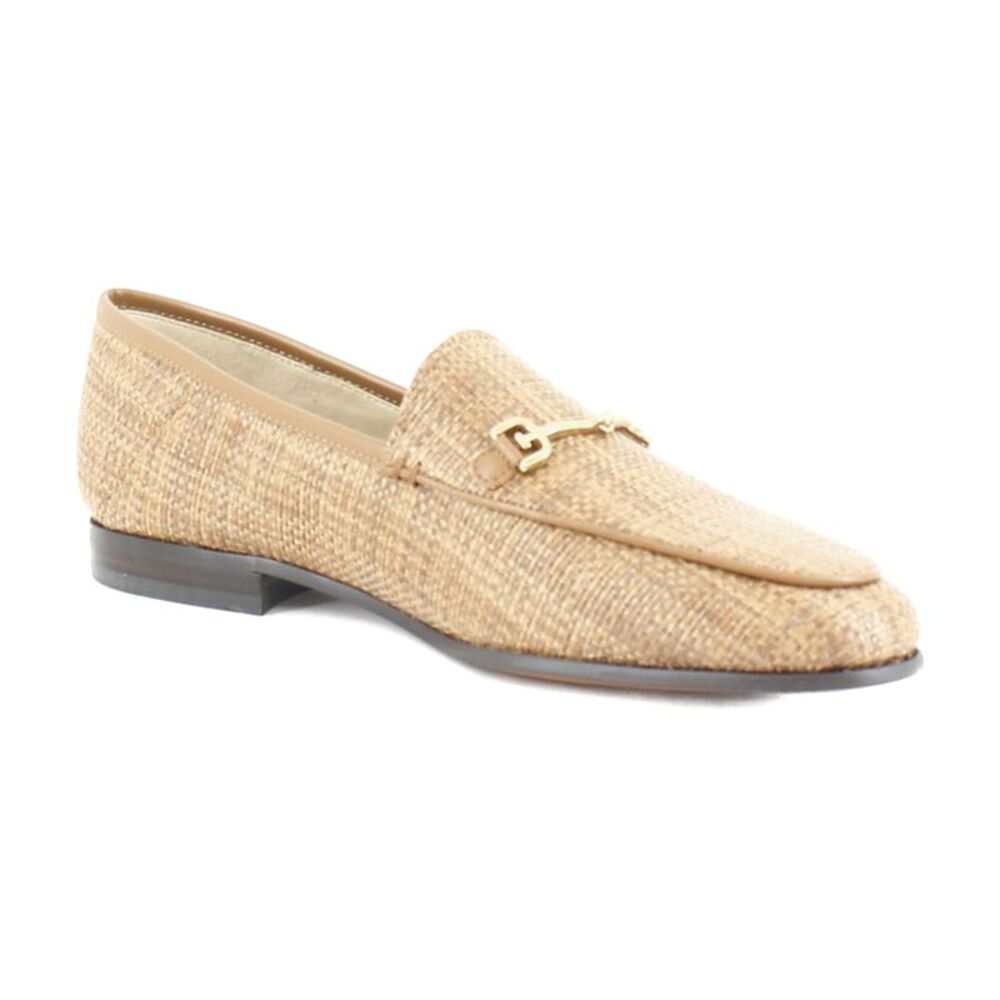 NEW Sam Edelman Tan Woven Leather Loafers with Gold Bit